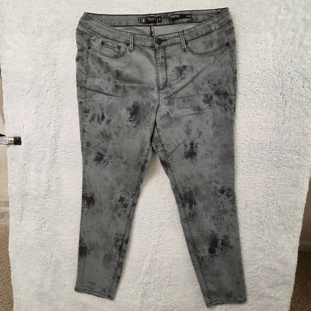 Kardashian Kollection Kourtney‎ Premium Denim Tie Dye Jegging Jeans Size 18 Gray